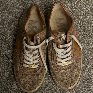 Michael Kors Brown and Tan Monogram Sneakers
